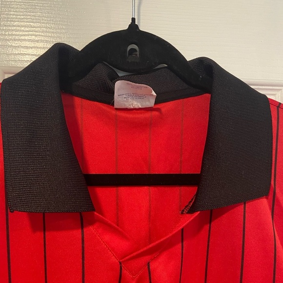 Score Size Adult M Short Sleeve Red Black Stripe Soccer Football Referee Jersey - Picture 2 of 10